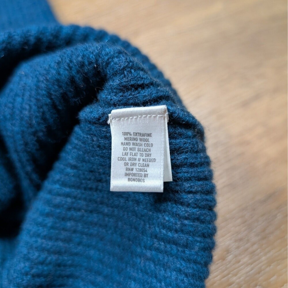 Bonobos Extra Fine Merino Wool Pullover Crewneck Sweater Mens Large Teal Classic - Picture 3 of 10